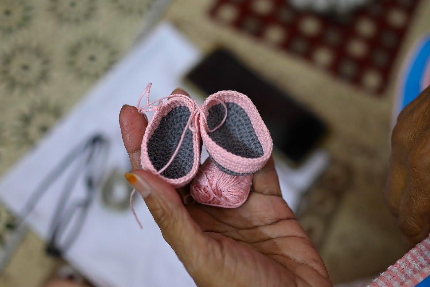 Crochet booties in progress